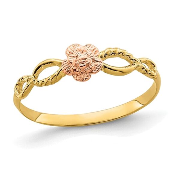14K Yellow and Pink Gold Flower Ring